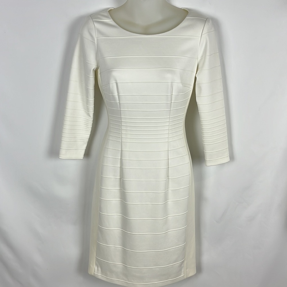 Antonio Melani Off White 3/4 Sleeve Stretch Full Zip Casual Mini Dress Size 0